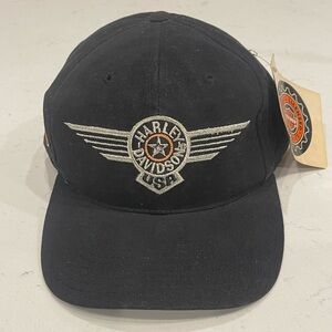 Harley Davidson USA Fat Boy Black Adjustable Hat Cotton American Needle NEW